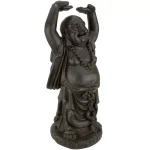 Oriental Furniture 36 in. Tall Laughing Buddha Standing Statue - Brown Resin thumbnail 2