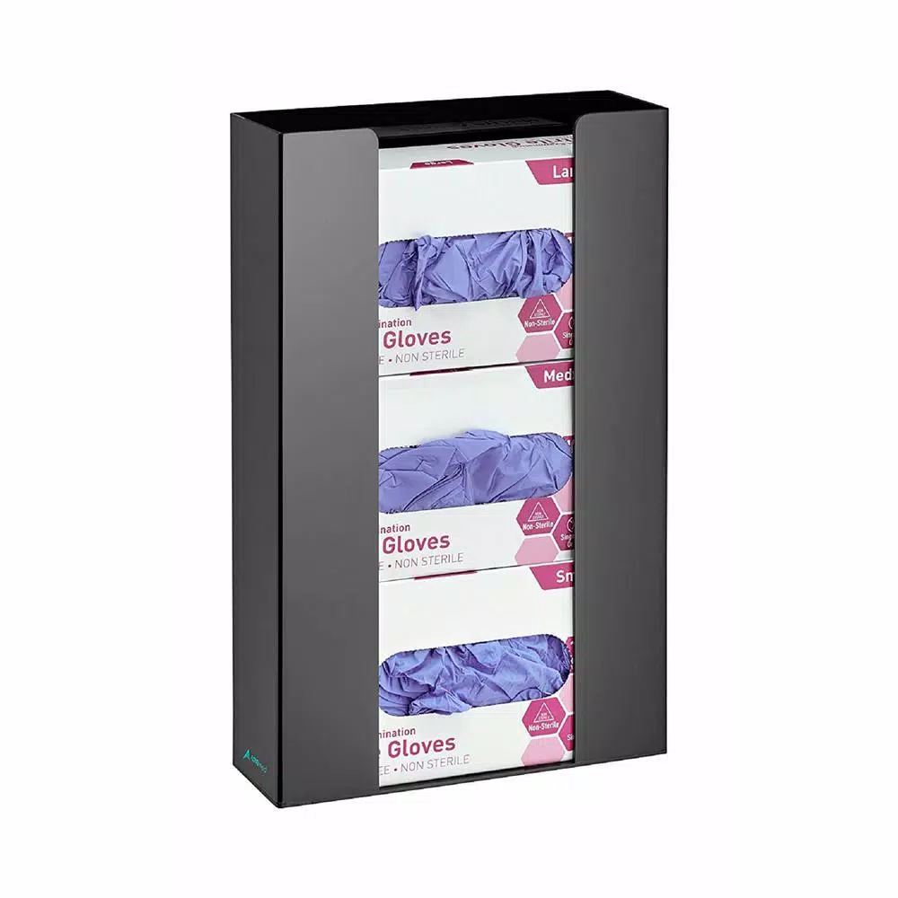 AdirMed Triple Box Capacity Acrylic Black Glove Dispenser