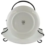 Gibson Elite Gracious Dining 3-Piece White Porcelain 2-Tiered Serving Set with Metal Rack thumbnail 3