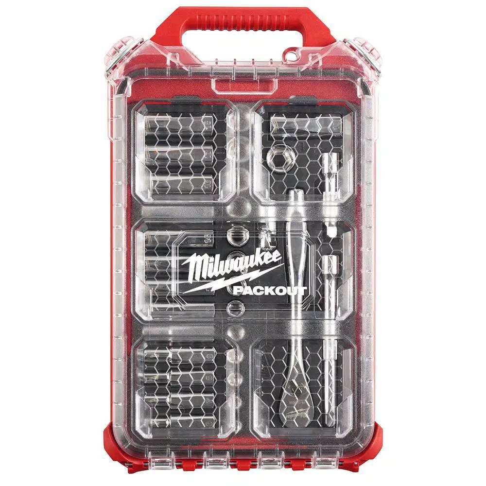 Milwaukee 60-Piece 3/8 in. Drive SAE & Metric Ratchet and Socket Set with PACKOUT Organizers