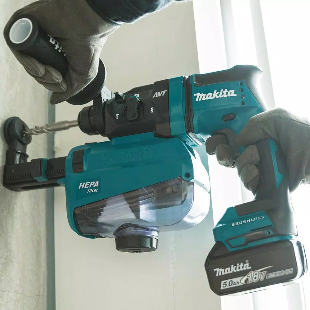 Makita 18V LXT Brushless SDS-Plus Rotary Hammer Kit with HEPA Dust Extractor & AWS
