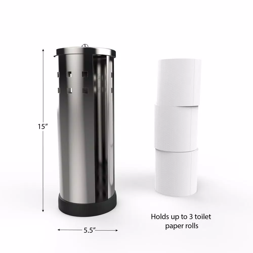 Lavish Home Freestanding Toilet Paper Holder, Stainless Steel Chrome