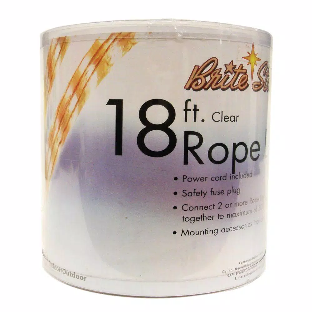 Brite Star 18 ft. 50-Light Clear Mini Rope Light, Indoor/Outdoor Weather Resistant
