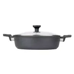 MasterPan Modern Series 5 qt. Cast Aluminum Nonstick Saute Pan with Glass Lid, Black thumbnail 4