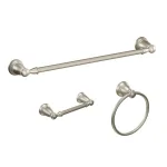 Moen Banbury 3-Piece Brushed Nickel Bath Hardware Set with 24 in. Towel Bar, Towel Ring, and Toilet Paper Holder thumbnail 1