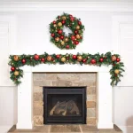 Village Lighting Company 9 ft. Pre-Lit LED Christmas Classic Garland with Red and Gold Ornaments thumbnail 5