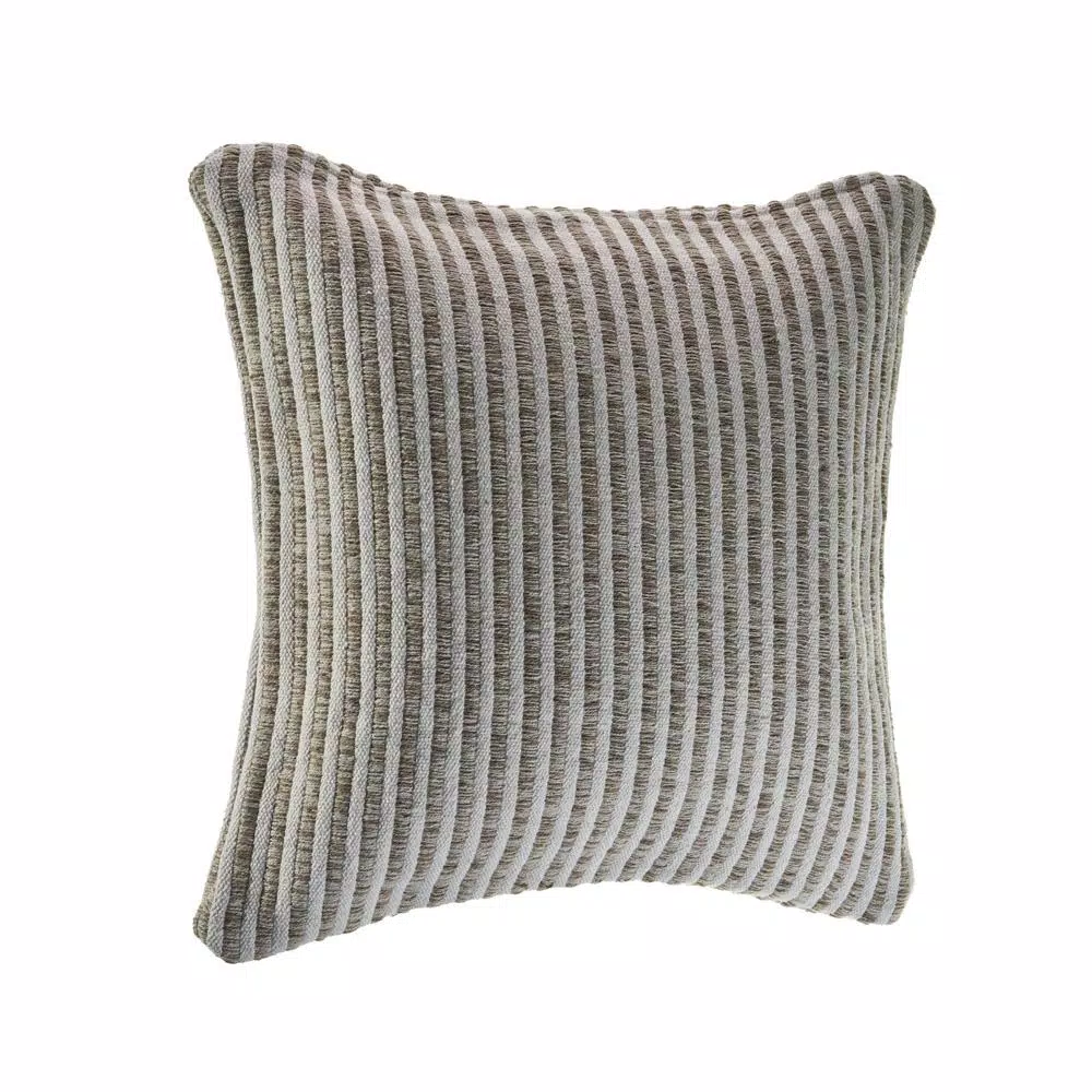 LR Home Beige and Cream Striped 22 in. x 22 in. 100% Cotton Throw Pillow