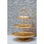 LITTON LANE Modern Reflections 3-Tier Gold Aluminum Cake Stand, 22 x 17 in. thumbnail 5