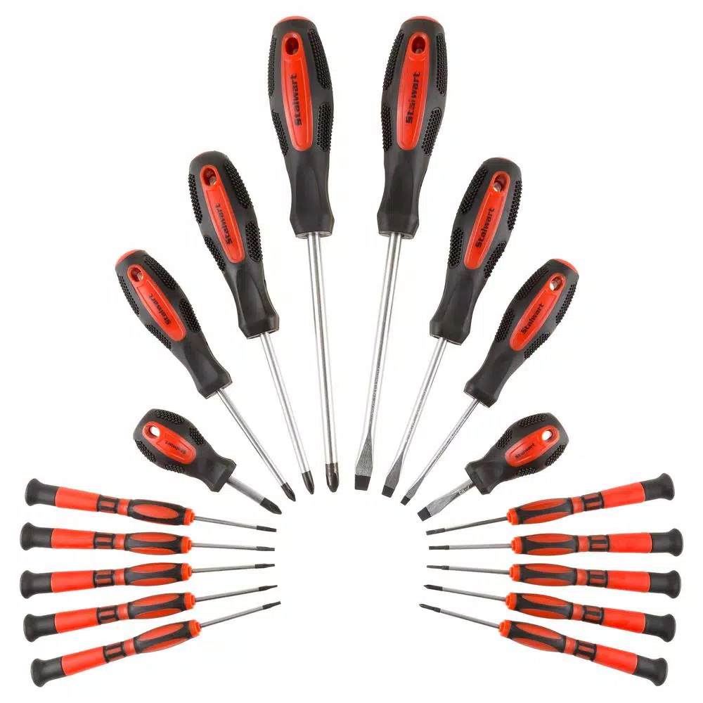 Stalwart 18-Piece Screwdriver Set with Magnetic Tips and Wall Mountable Rack