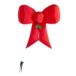 Airblown 4.49 ft. Red Velvet Fuzzy Inflatable Christmas Bow with External LED Spotlight thumbnail 1