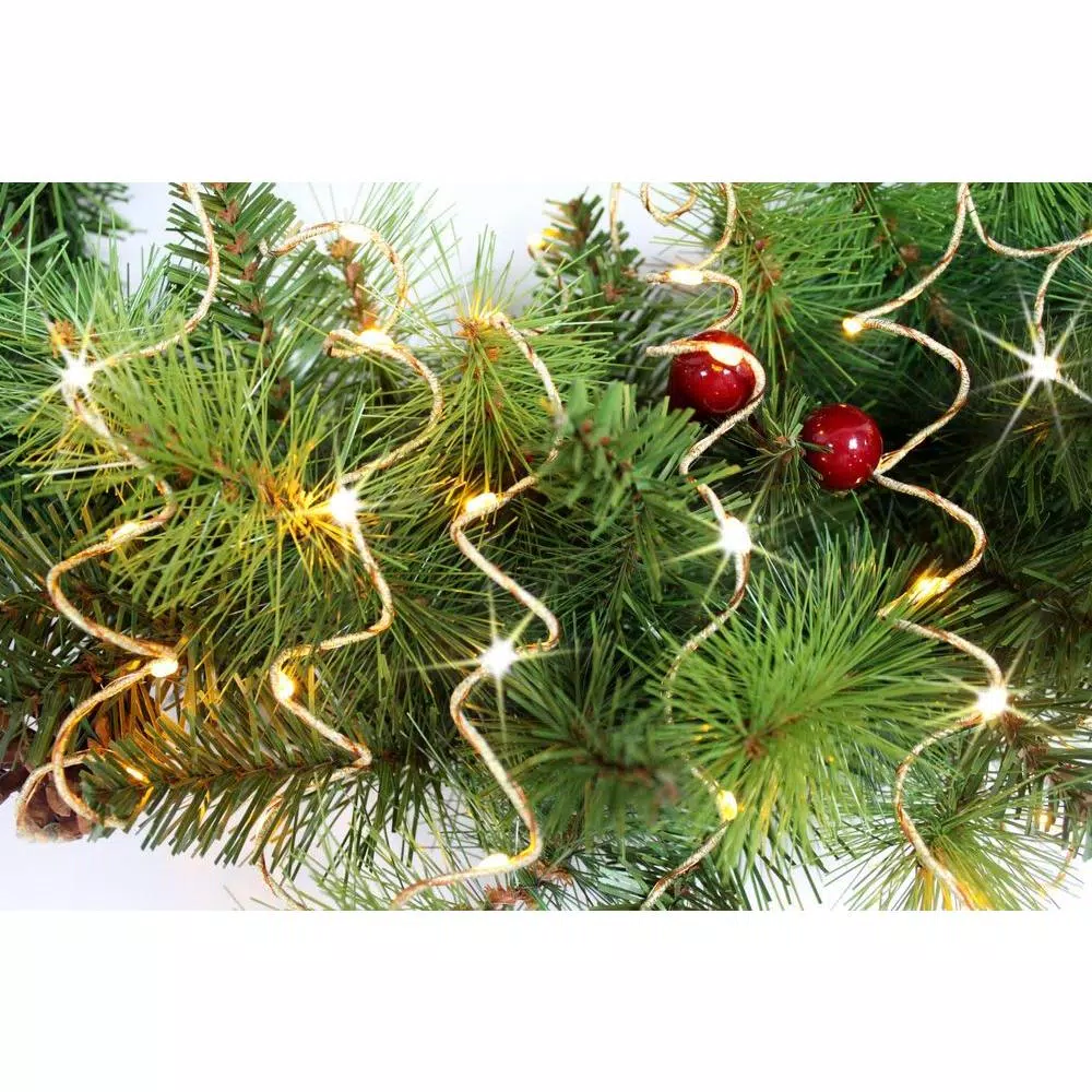Starlite Creations 12 ft. Pre-Lit LED Gold Single Braided Garland, Battery Operated with Timer (Bundle of 2)