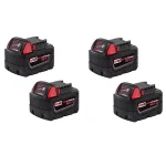 Milwaukee M18 REDLITHIUM XC 5.0 Ah 18V Lithium-Ion Battery Pack, 4-Pack thumbnail 1