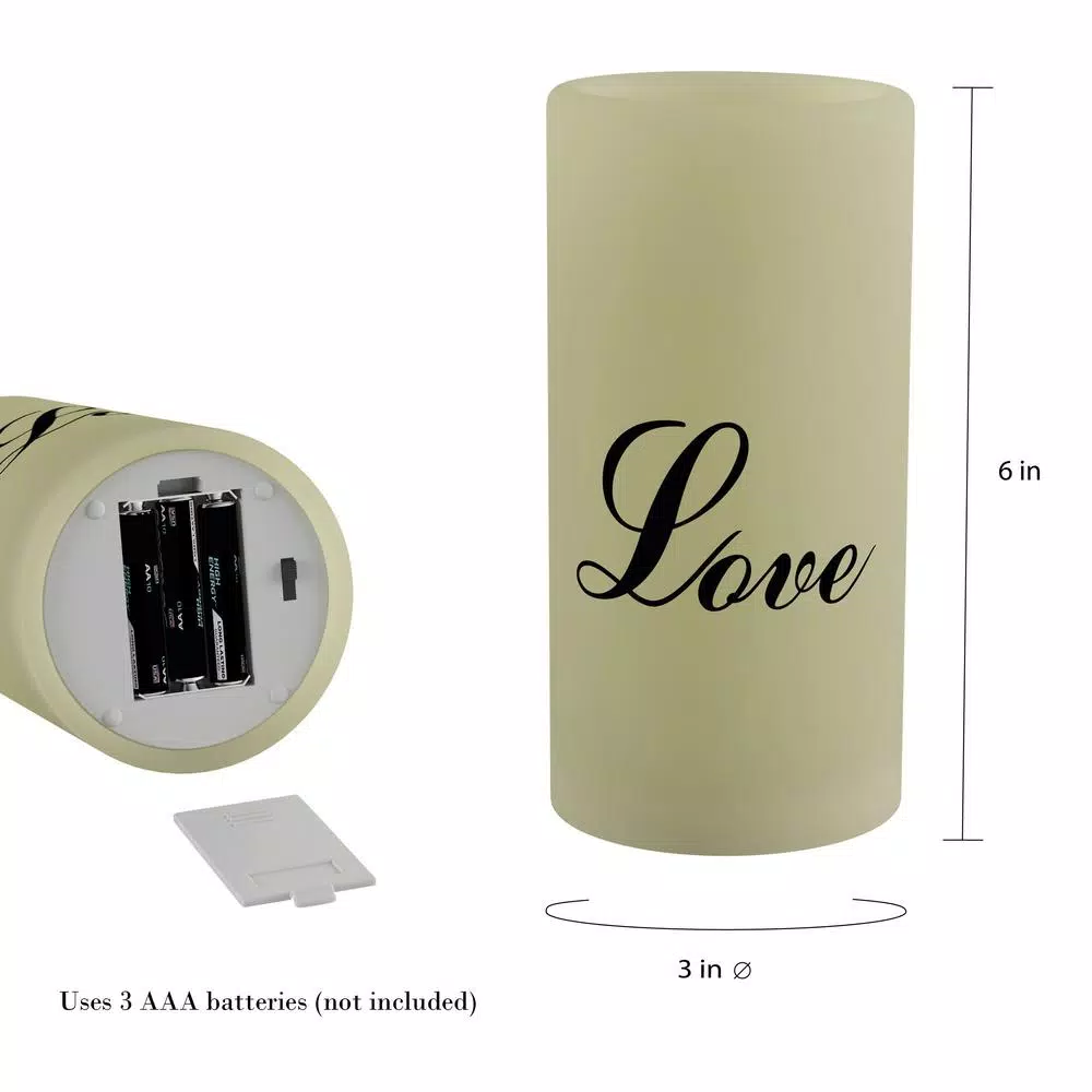 Lavish Home "Love" LED Flameless Candle with Remote Control, Vanilla Scented Real Wax