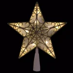 Northlight 9 in. Gold Glitter Star LED Christmas Tree Topper - Warm White Lights thumbnail 2