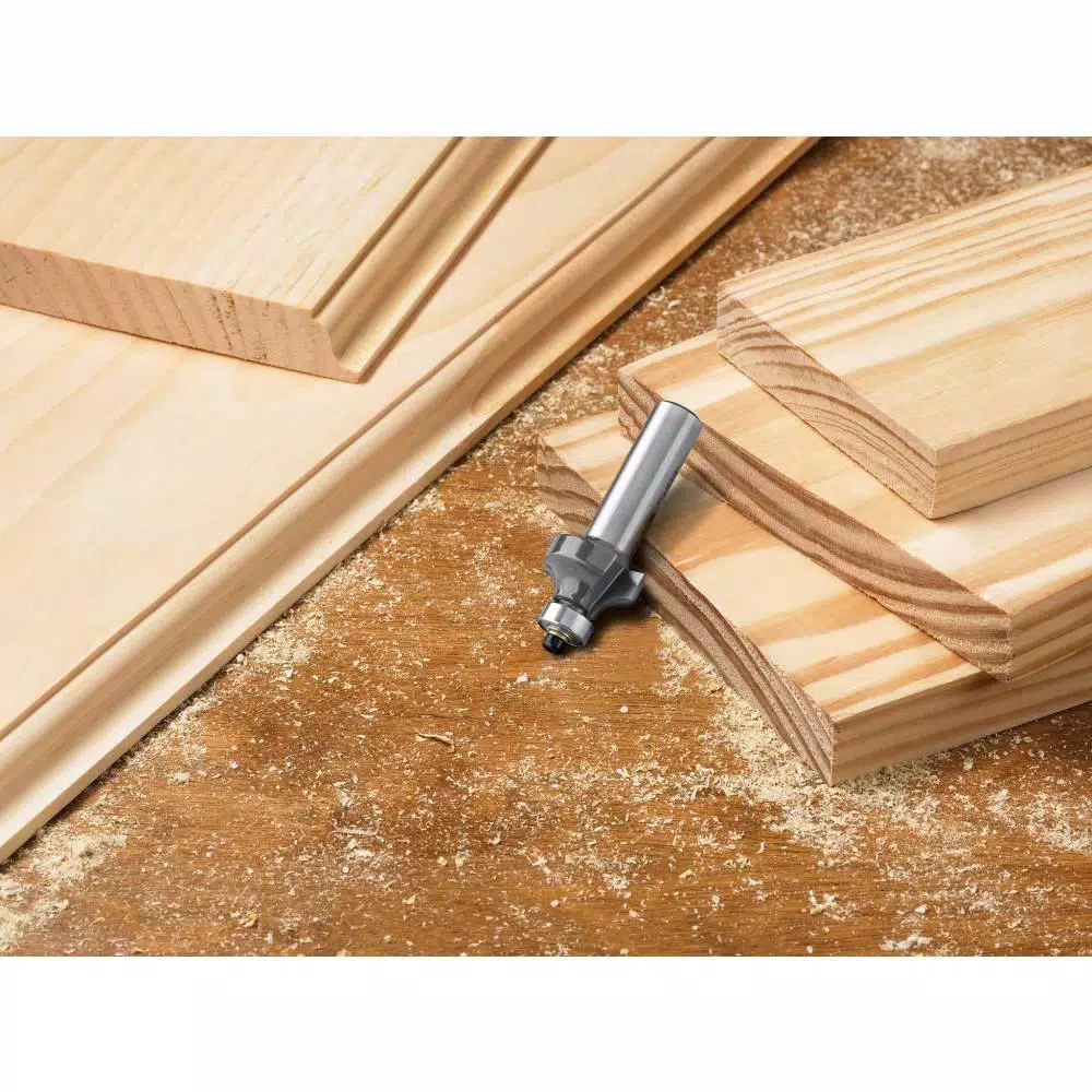 RYOBI 18V ONE+ Cordless Fixed Base Trim Router with 4-Piece Decorative Carbide Bit Set