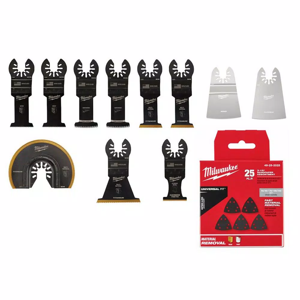 Milwaukee OPEN-LOK Oscillating Multi-Tool Blade & Sandpaper Starter Kit, 36-Piece