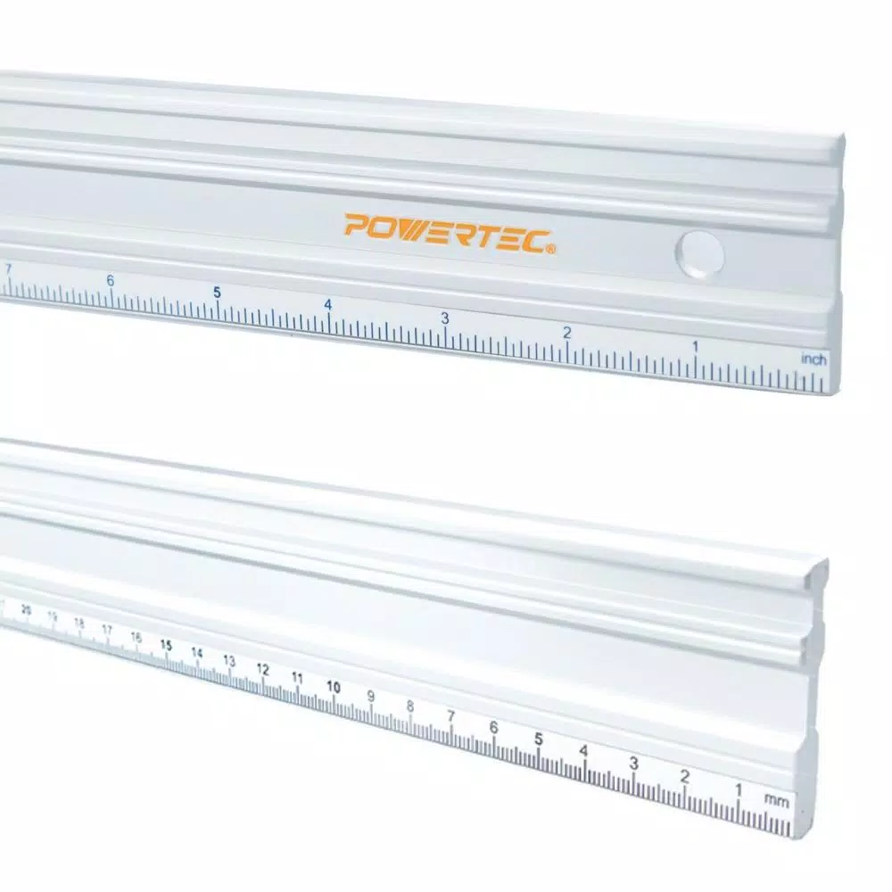 POWERTEC 18 in. Anodized Aluminum Straight Edge Ruler, Dual Metric and SAE Calibrations