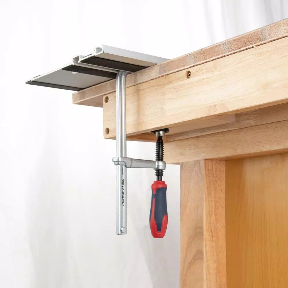 POWERTEC 2-Pack Quick Screw Down Guide Rail Clamps, 5-3/8 in. Opening, 2-3/8 in. Throat Depth