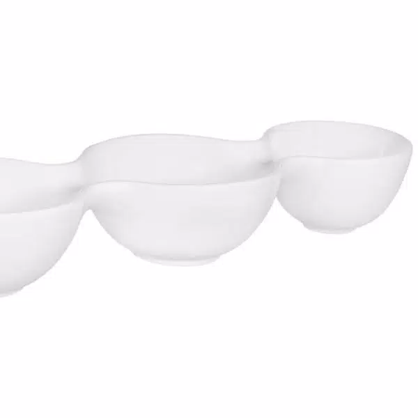 HOME ESSENTIALS AND BEYOND 18 in. Pure White 4-Section Ceramic Divided Serving Dish