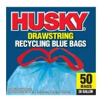 HUSKY 30 Gallon Blue Recycling Bags with Drawstring, 50-Count thumbnail 2