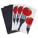 RITZ T-fal Multicolor Fork Cotton Print and Solid Kitchen Dish Towel Set, 6-Pack thumbnail 1