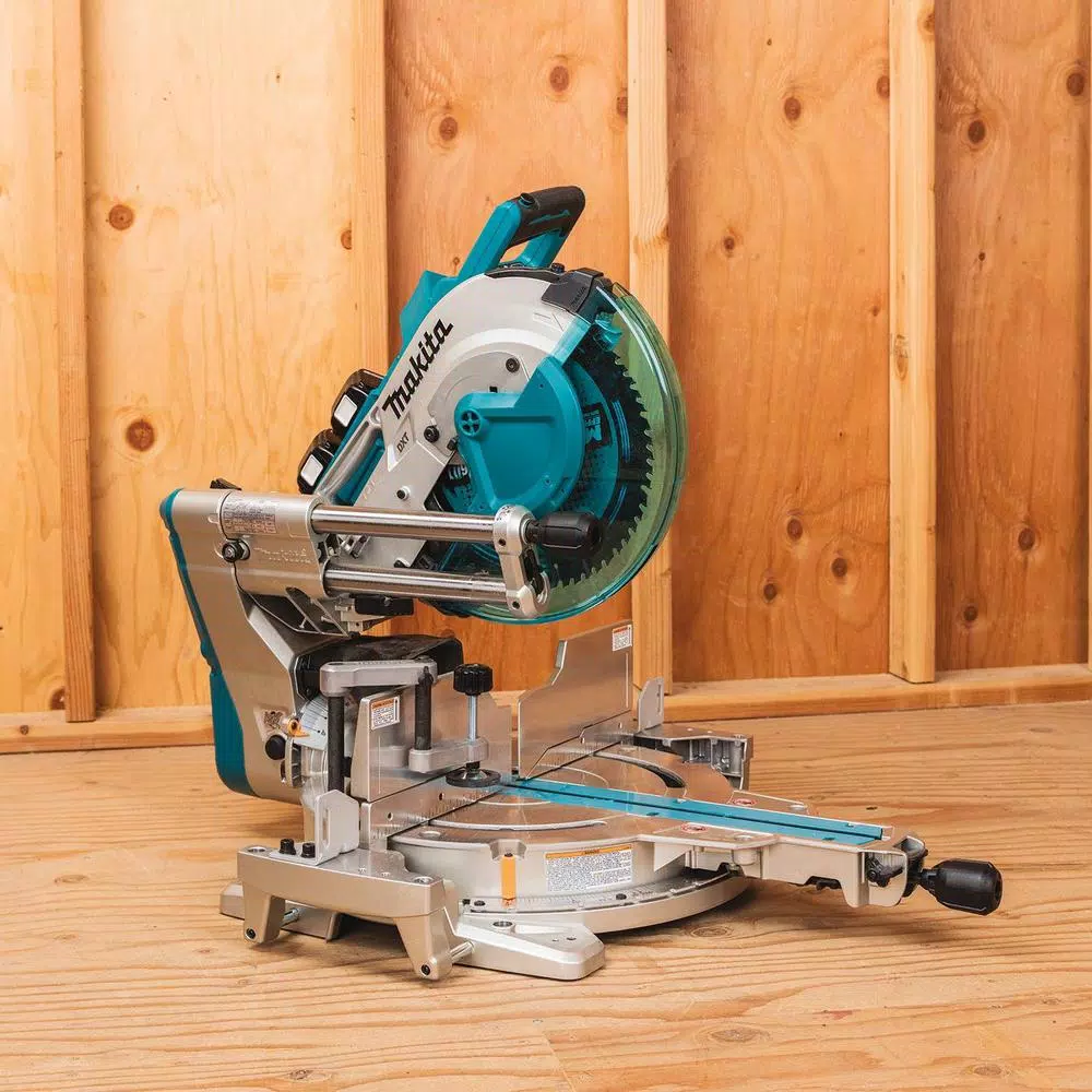 Makita 12 in. Dual-Bevel Sliding Compound Miter Saw Kit with X2 LXT 36V Power and Folding Stand