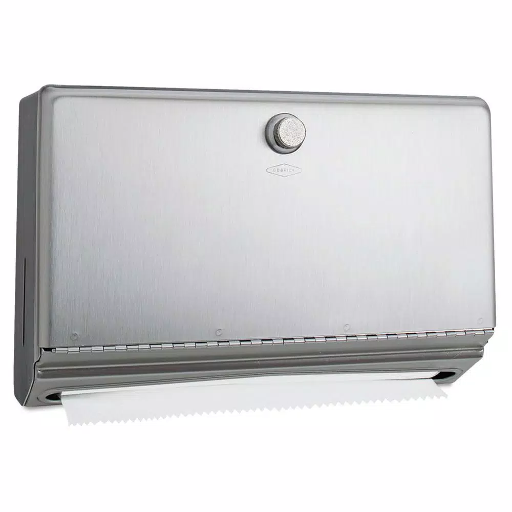 BOBRICK Satin Stainless Steel Paper Towel Dispenser, Wall-Mounted, 200 C-Fold or 275 Multi-Fold Capacity