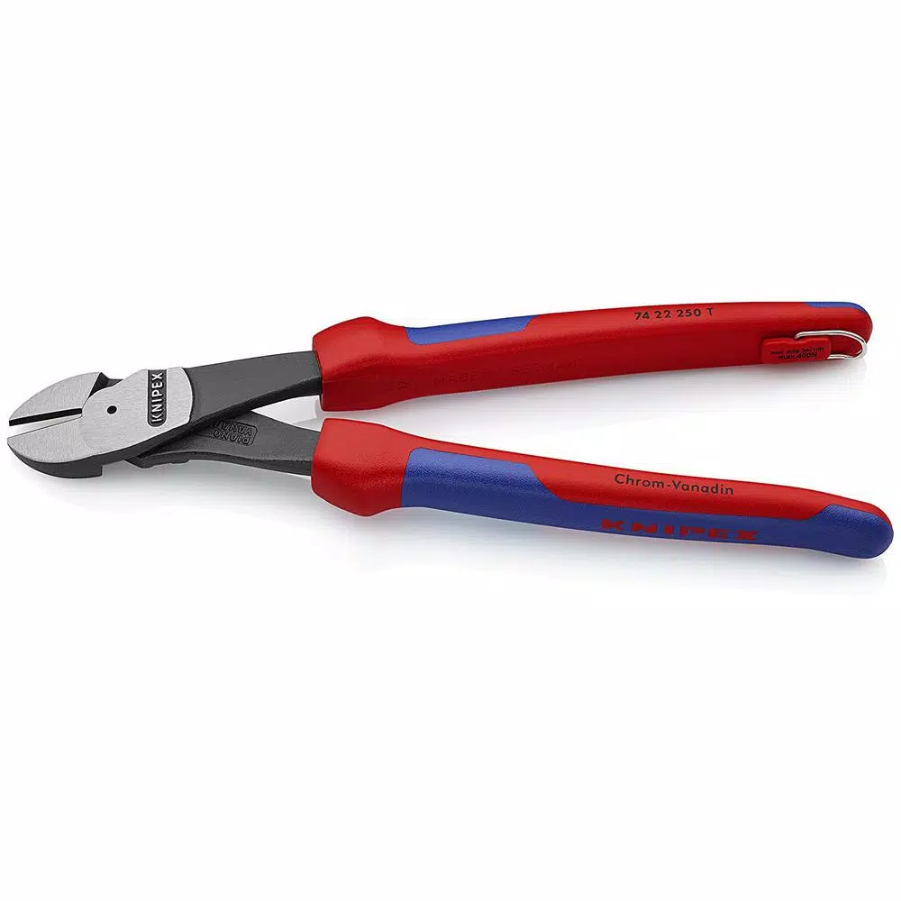 KNIPEX 10 in. High Leverage Diagonal Cutters with Tether Attachment and Comfort Grips