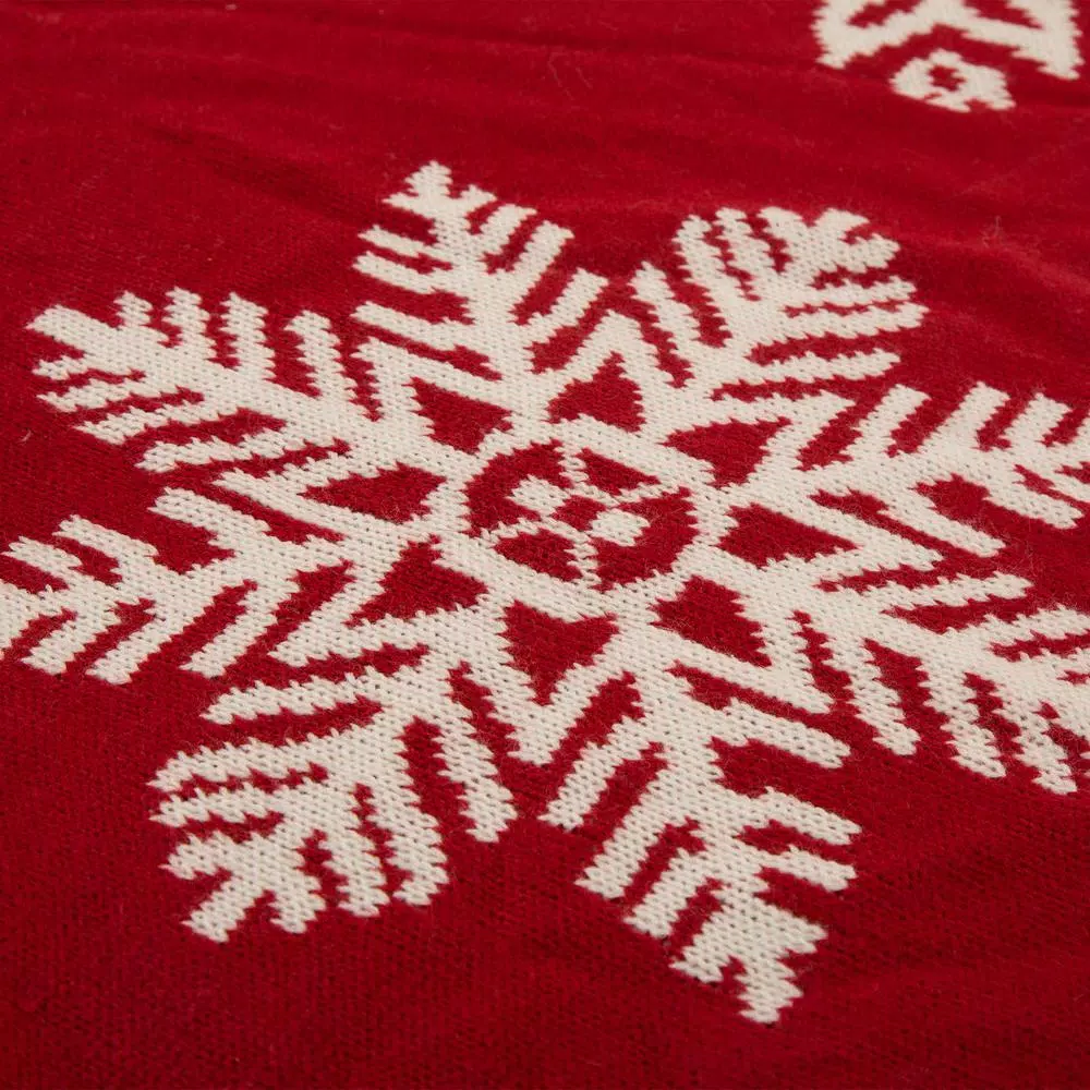 Glitzhome 48 in. Knitted Snowflake Pattern Christmas Tree Skirt