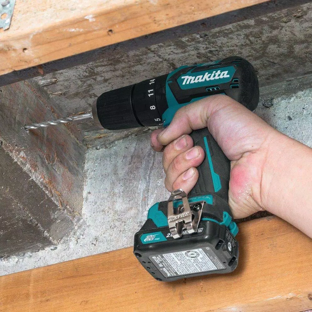 Makita 12V Max CXT Brushless 3/8 in. Cordless Hammer Driver-Drill Kit w/ (2) 2Ah Batteries, Charger & Case