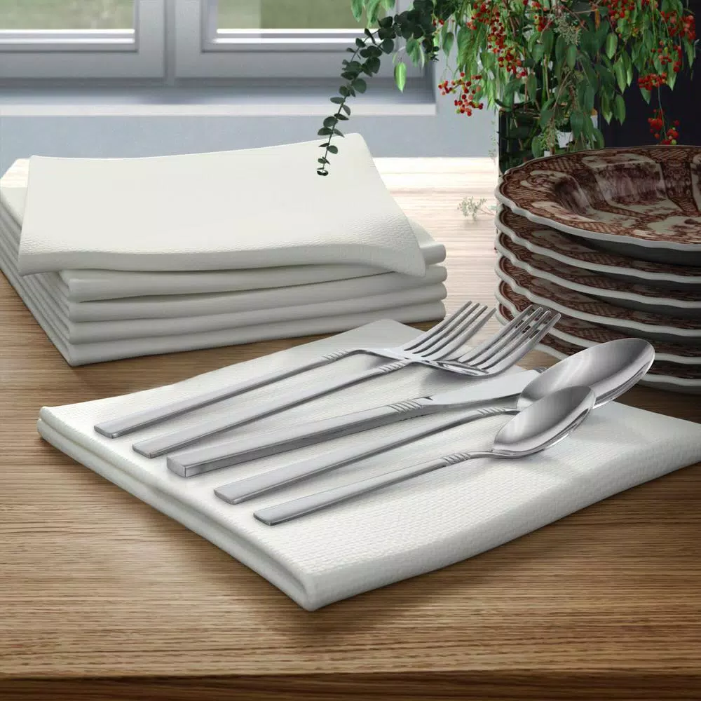 MegaChef Cravat 20-Piece Silver Stainless Steel Flatware Set, Service for 4