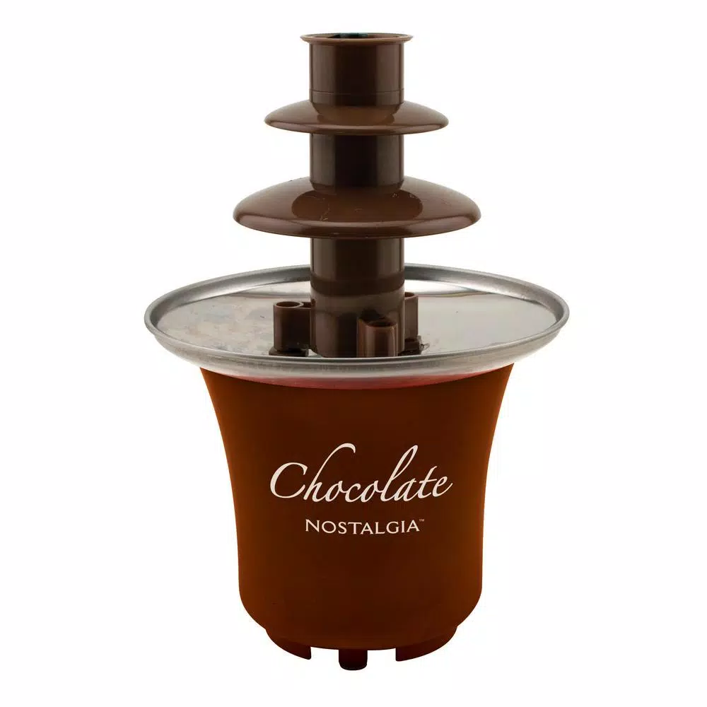 Nostalgia 3-Tier Chocolate Fountain with Auger-Style Flow, 8 oz. Capacity, Brown