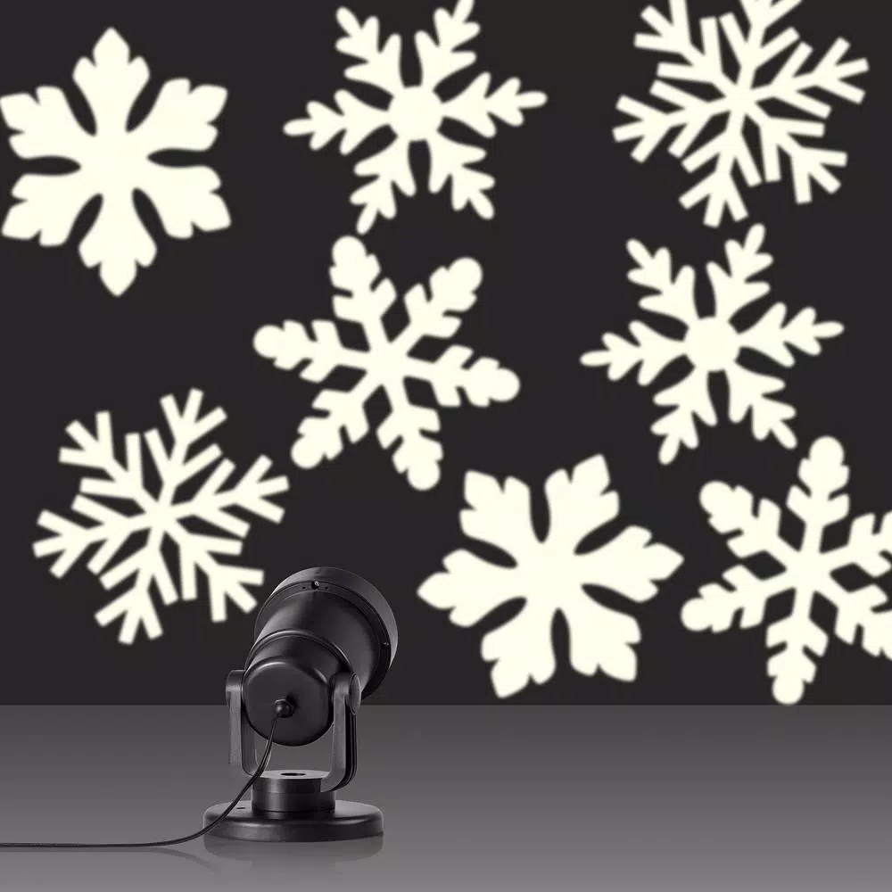 Alpine Corporation Christmas Rotating Snowflake LED Projector, Cool White Lights