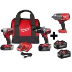 Milwaukee M18 FUEL 3-Tool Combo Kit: Brushless Hammer Drill, Impact Driver & Impact Wrench with 4 Batteries thumbnail 1