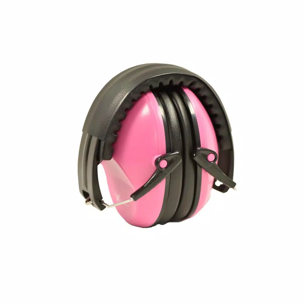 G & F Products Pink Passive Folding Slim Earmuffs for Kids and Women - 26 NRR Hearing Protection