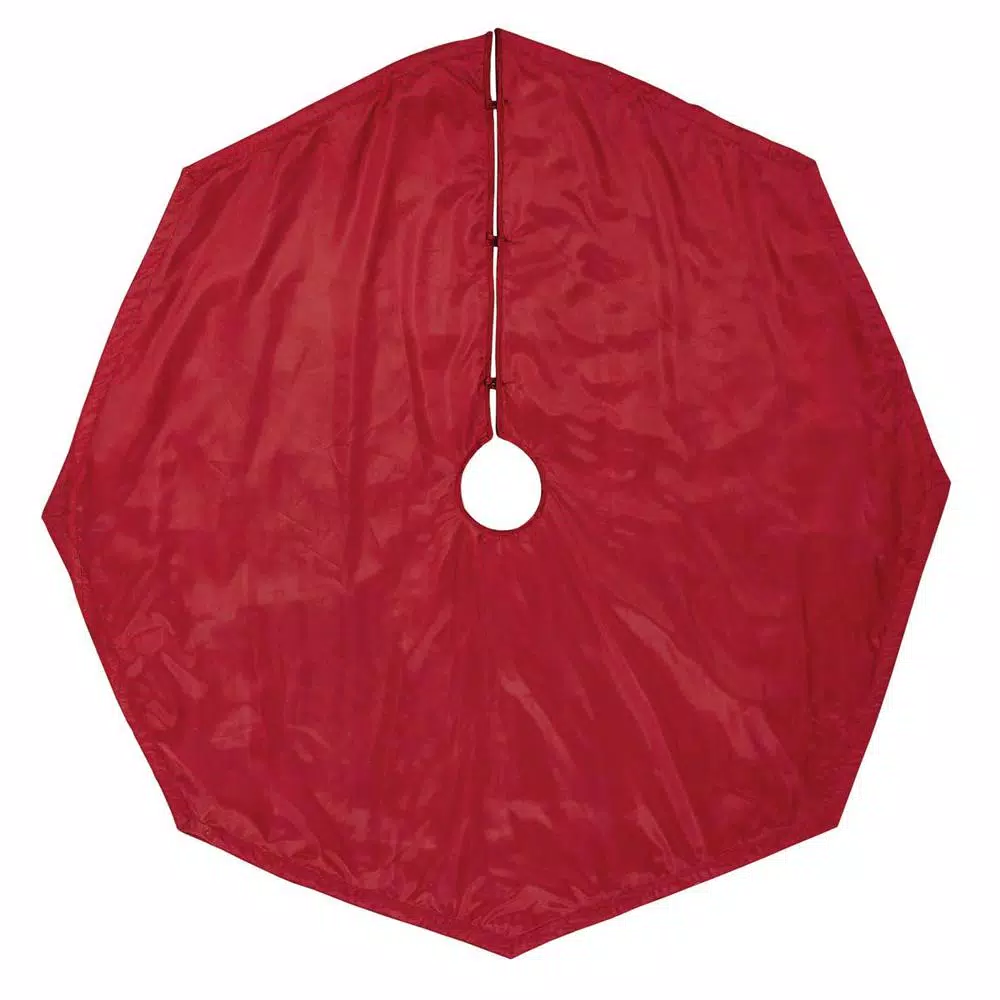 VHC Brands 55 in. Yule Christmas Red Glam Decor Tree Skirt with Gold Embroidered Paisley