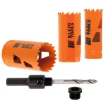 Klein Tools Bi-Metal Hole Saw Set with Arbor, 3-Piece Multi-Purpose Drill Bit Set thumbnail 1