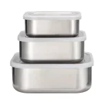 Tramontina 3-Piece Stainless Steel Square Food Storage Container Set with Frosted Lids thumbnail 1