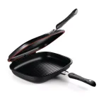 Hercules 13 in. Cast Aluminum Nonstick Double-Sided Skillet with Magnetic Lock - Black thumbnail 2