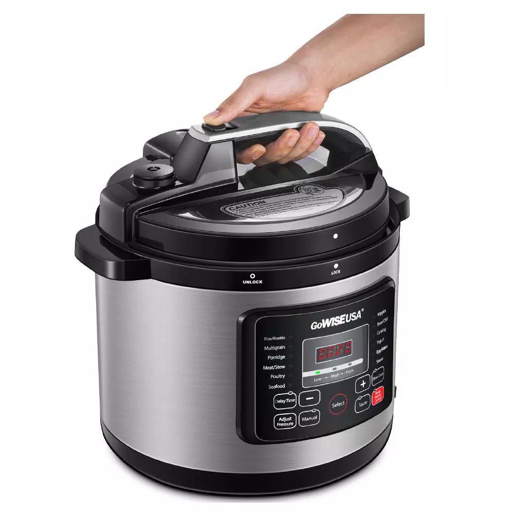 GoWISE USA 8 Qt. Stainless Steel Electric Pressure Cooker with 12 Presets