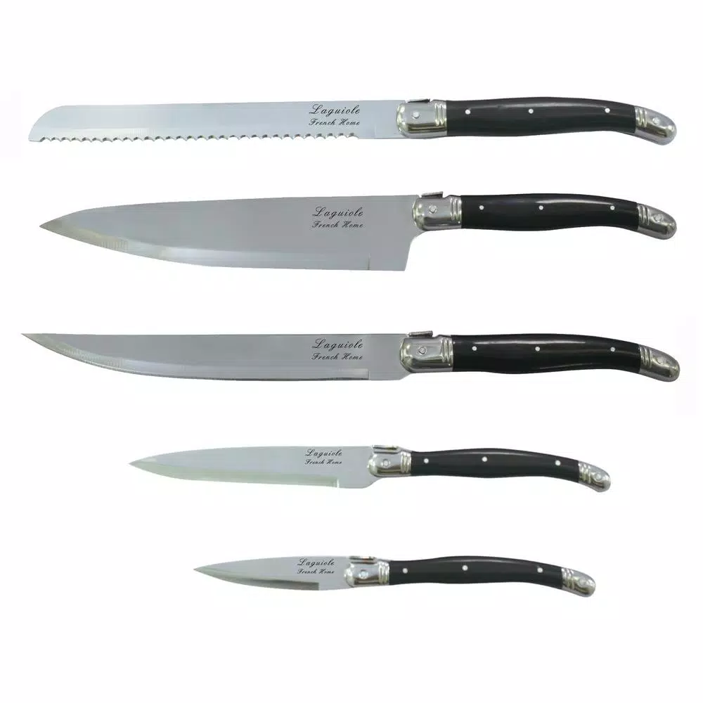 Unbranded French Laguiole 5-Piece Kitchen Knife Set with Magnetic Wood Display