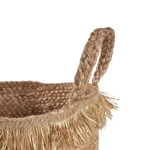 LR Home Claine Braided Jute Decorative Storage Basket with Fringe Rim and Handles thumbnail 3
