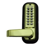 Unbranded LockeyUSA 2835 Mechanical Keyless Combination Passage Door Lever Lock, Bright Brass thumbnail 1