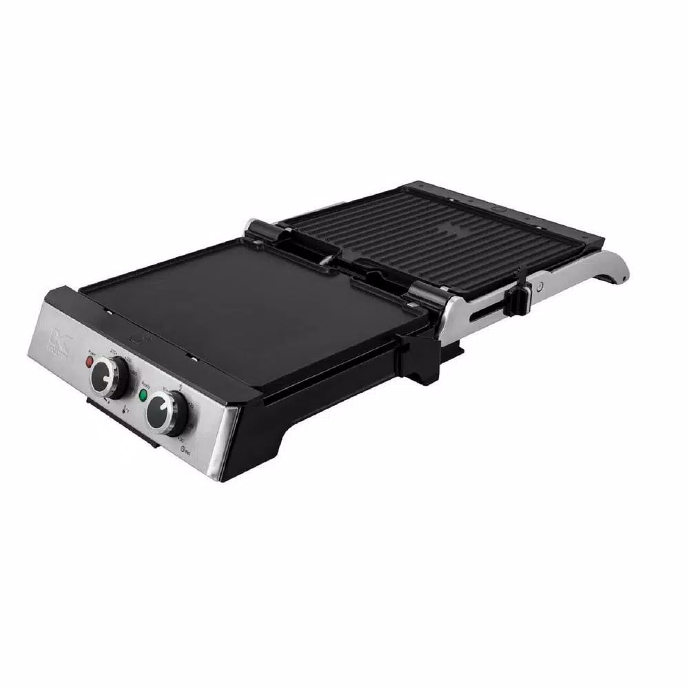 KALORIK Eat Smart 200 sq. in. Stainless Steel Non-Stick Indoor Grill with Reversible Plates