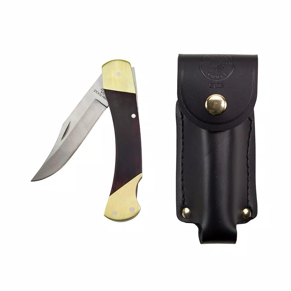 Klein Tools Klein's Sportsman Folding Knife with Ebony Wood Handle and Stainless Steel Clip Point Blade