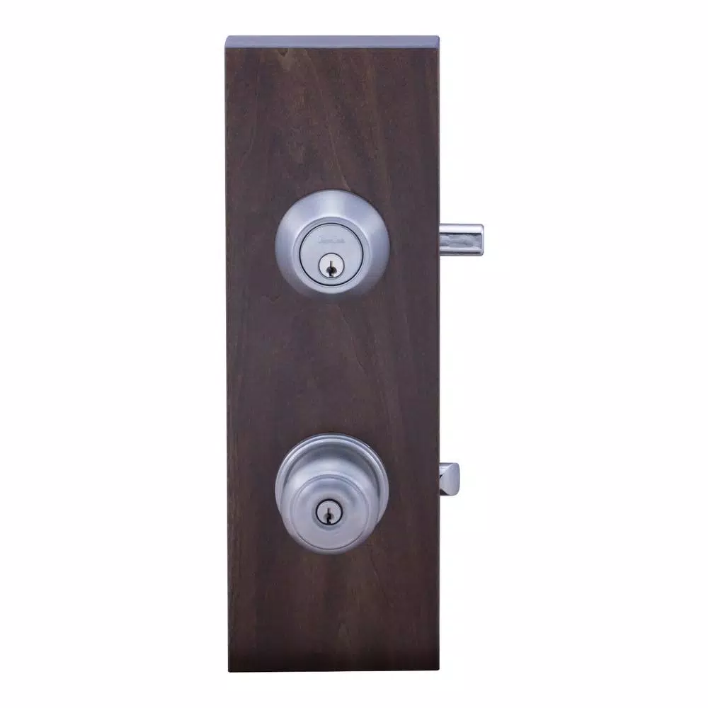 Copper Creek Colonial Satin Stainless Steel Entry Door Knob and Deadbolt Combo Lockset