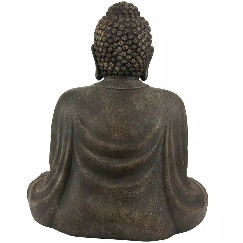 Oriental Furniture 29.5 in. Japanese Sitting Buddha Statue, Resin Stone Look Decorative Sculpture