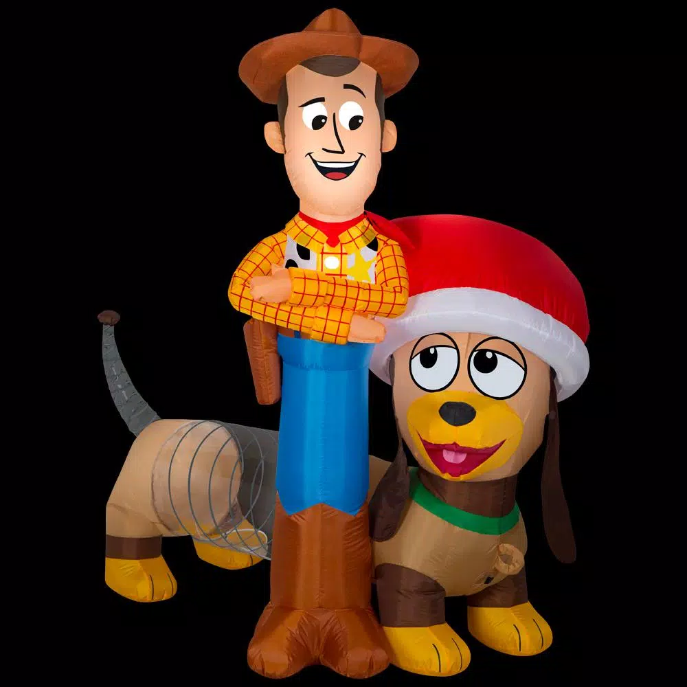 Disney Pixar Toy Story Woody and Slinky 5.6 ft. Pre-lit Inflatable Airblown Holiday Scene
