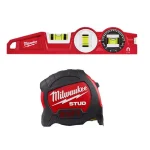 Milwaukee 10 in. 360-Degree Locking Die Cast Torpedo Level and 25 ft. STUD Tape Measure Combo Set thumbnail 1