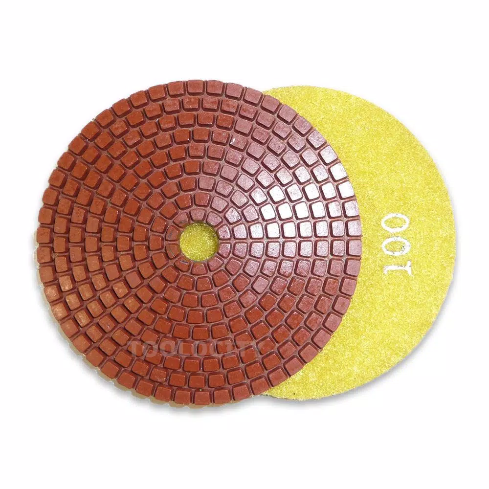 Toolocity JHX 4 in. Metal Bond Diamond Polishing Pad Set with Semi-Rigid Back Holder for Granite and Concrete